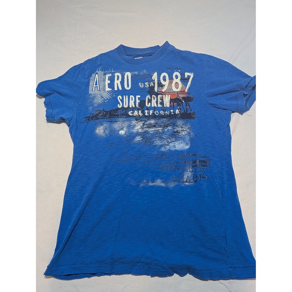 Aeropostale Mens Blue Surf Crew California Graphic T-Shirt S 1246AU10